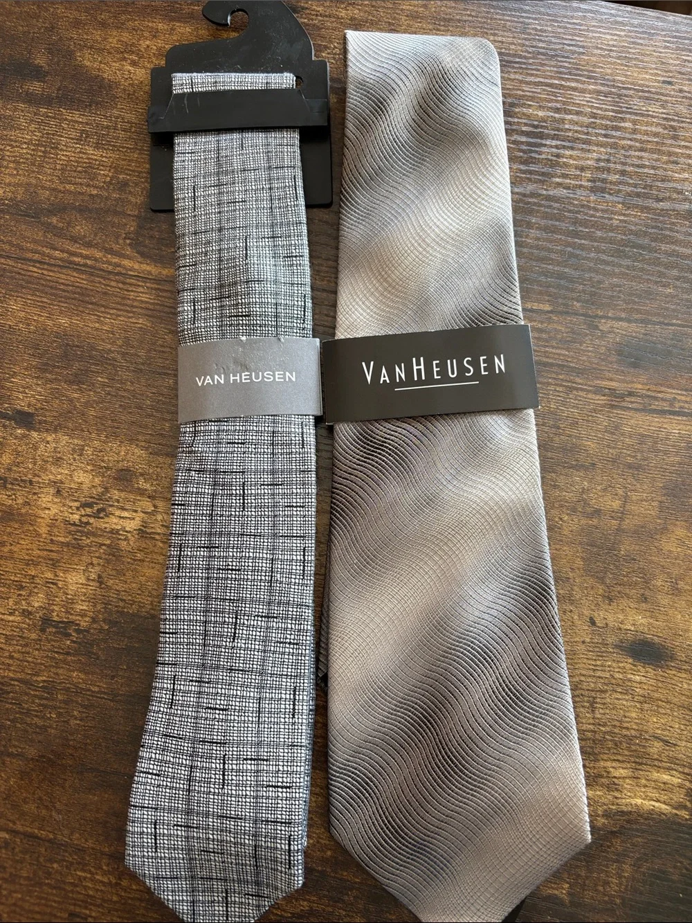 NWT—Van Heusen Gray Textured & Patterned Men's Tie Duo